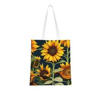 ENRPTY Bolsa de lona con estampado de girasol y flores silvestres, reutilizable, para uso diario, compras, viajes