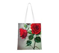 ENRPTY Bolsa de lona con impresión de rosas rojas, reutilizable, para uso diario, compras, viajes