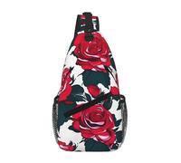 ENRPTY Bolsa de pecho cruzada con estampado floral de rosas y flores en diagonal, gran capacidad y correas ajustables, mochila de viaje