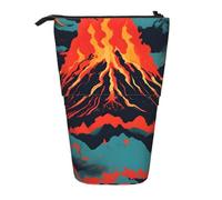 ENRPTY Bolsa telescópica para lápices con estampado de volcán, gran capacidad, bolsa de maquillaje para suministros de oficina