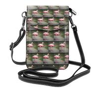 ENRPTY Bolso bandolera de cuero con estampado de flamenco rosa para teléfono celular, ajustable, para mujer, color negro, talla única