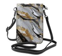 ENRPTY Bolso bandolera de cuero para teléfono móvil, con estampado de mármol, ajustable, para mujer