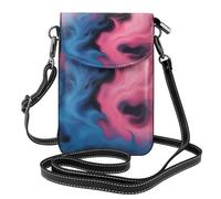 ENRPTY Bolso cruzado de cuero con estampado de fuego azul y rosa para teléfono celular, ajustable, para mujer