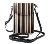 ENRPTY Bolso cruzado de cuero para teléfono celular, con estampado de rayas marrones, ajustable, para mujer