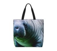 ENRPTY Bolso de hombro informal con estampado de animales de manatí, para exteriores, vacaciones, fin de semana, viajes, compras, color negro, talla única