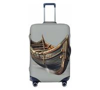 ENRPTY Fundas decorativas para maleta con estampado de barcos vikingos, lavables, accesorios de equipaje de viaje, Negro, Small