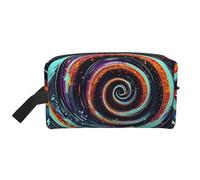 ENRPTY Neceser de viaje con cremallera y espiral espacial con estampado cósmico para mujeres y hombres, bolsa de maquillaje portátil