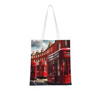 ENRPTY Red London Street Print - Bolsa de lona reutilizable para uso diario, compras, viajes, color negro, talla única