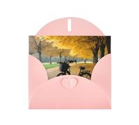 ENRPTY Tarjetas de agradecimiento de papel nacarado con diseño de árbol de otoño con bicicleta vieja envejecida con sobres y calcomanías para felicitación de vacaciones