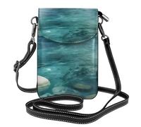 ENRPTY Tranquil Water Print - Bolso pequeño de cuero para teléfono celular, ajustable, para mujer, color negro, talla única