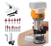 Enrutador de madera inalámbrico para batería Dewalt de 20 V, 800 W, 30000 rpm, enrutador de palma de mano sin escobillas con 6 velocidades para corte de ranuras de carpintería con 15 brocas de vástago