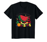 Ensalada de Frutas voladoras de Camiseta, Niños, Negro, 6 años