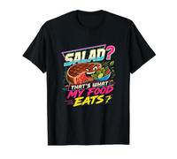 ¿Ensalada? Eso es lo Que Come mi Comida Divertida Amante de la Carne Camiseta gráfica económica, Hombre, Negro, XL