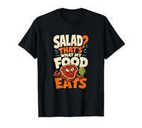¿Ensalada? Eso es lo Que Come mi Comida Divertida Amante de la Carne Camiseta gráfica económica, Hombre, Negro, XL