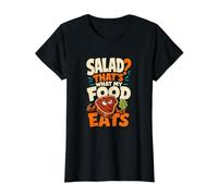 ¿Ensalada? Eso es lo Que Come mi Comida Divertida Amante de la Carne Camiseta gráfica económica, Mujer, Negro, XS