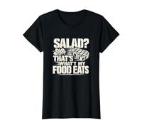 ¿Ensalada? Eso es lo Que Come mi Comida Divertida Amante de la Carne Camiseta gráfica económica, Mujer, Negro, M