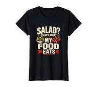 ¿Ensalada? Eso es lo Que Come mi Comida Divertida Amante de la Carne Camiseta gráfica económica, Mujer, Negro, M