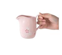 Ensalada Jarra de cerámica pintada a mano for crema, salsa, con asa y pico puntiagudo Leche(Pink)