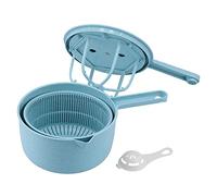 Ensalada spinner, lavadora de granos de arroz de plástico, máquina de lavado de lechuga con colador de cuenco y colador de huevos, herramienta de lavado de secador de lechugas manual(Azul)