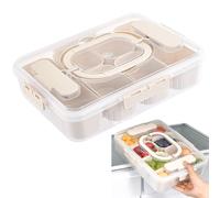 Ensaladas para refrigerador - Bandeja de verduras de 8 compartimentos con tenedor Contenedor de bocadillos, Contenedor de almuerzo dividido, Contenedores portátiles de frutas para refrigerador para