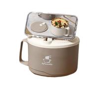 Ensaladera de acero inoxidable - 1100 ml cuenco de fideos de diseño filtrable con tapa, tazones tailandeses para servir sopa, soporte para teléfono móvil, tapa a prueba de polvo con asa, cuenco