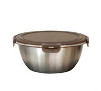 Ensaladera de acero inoxidable con tapa 304 engrosada, para huevos, ensalada, cocina, lavavajillas, plata, 26 cm (22 cm)