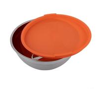 Ensaladera de acero inoxidable con tapa inferior de silicona antideslizante para mezclar servir y almacenar en la cocina del hogar, cocina, hornear, azul o morado (26 cm)