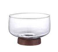 Ensaladera de cristal con base de madera, frutero de cristal de gran capacidad, versátiles cuencos para servir frutas, palomitas de maíz, postres, patatas fritas, pasta, decoración del hogar, ensalada