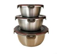 Ensaladera gruesa de acero inoxidable 304 con tapa, cuenco para mezclar huevos y preparar alimentos, utensilio de cocina fácil de limpiar para uso doméstico y picnic, plateado, 26 cm (26 cm)