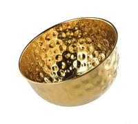 Ensaladera multiusos de acero inoxidable con textura de martillo, forma redonda para hacer ensaladas y lavar verduras (dorado, 24 cm)