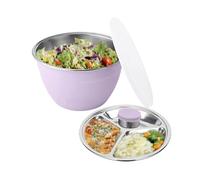 Ensaladera - Recipiente De Acero Inoxidable Con Tapa Y Bandejas Desmontables | Ensaladera De Frutas Con Caja Y Bandeja Desmontable | Para El Hogar Cocina Lugar De Trabajo Comedor Preparación De