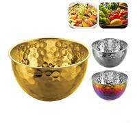 Ensaladera redonda de acero inoxidable para uso doméstico diseñado para mezclar ensaladas, lavar verduras y batir huevos con acabado texturizado (plata, 18 cm)