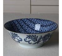 Ensaladeras de cerámica, cuencos de postre, Sopa grande Ensalada de frutas Pasta for mezclar Tazón for servir Vajilla de cerámica pintada a mano creativa 6 pulgadas Porcelana azul y blanca (Color: #01