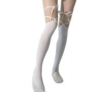 ENSDIEPLS Calcetines hasta el muslo de rejilla de nailon Lolita