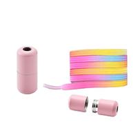 ENSDIEPLS Cordones para zapatos, Cordones elásticos planos sin atar, cierre de cápsula for zapatillas de deporte, reemplazo de nailon Multicolor for niños y adultos(Pink Rainbow)