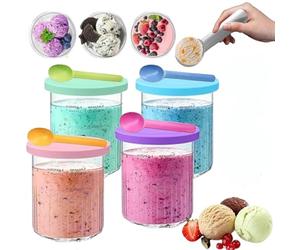 enseak Recipientes De Helado para Ninja Creamy,Ninja Creamy,Recipiente para Helado,4 Tarros De Almacenamiento De Repuesto para Máquina De Helados con Tapas para Nc500 Nc501 Ninja-Accesorios