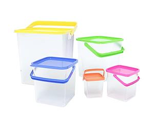ensemble de boîtes s de conservations alimentaires 5 pièces avec poignées Herzberg HGCFS5N1- Conception empilable- Peu encombrante- 100% recyclable- Sans BPA