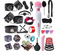 Ensemble de bondage SM - Accessoires de bondage érotiques - Lot de 35 pièces - Fétichisme - Jouets érotiques en cuir - Jeux SM endiablés avec menottes et plug anal - Jouets érotiques pour