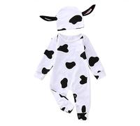 Ensemble de costume d'Halloween pour bébé nouveau-né garçon et fille, salopette et chapeau en coton doux avec motif fantaisie, lot de 2 pièces, déguisement de cosplay pour fête, 0-18 mois (White,