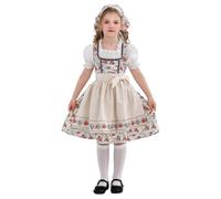 Ensemble de robe de soirée pour filles, tenue de spectacle Oktoberfest, costume pour tout-petits, vêtements de jeu pour enfants de 5 à 9 ans, dentelle florale, sans manches, avec (White, 4-5 Years)