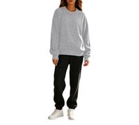 Ensemble Deux pièces décontracté : survêtement à algunos longues, sweat à Capuche Pantalon de jogging à élastique., Gy1., L