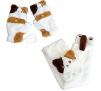 Ensemble Écharpe Assortis En Peluche Chat Mignon, Écharpe Chaude D'hiver Avec Moufles Pour Les Amoureux Des Chats, Cadeau De Noël Ou D'anniversaire