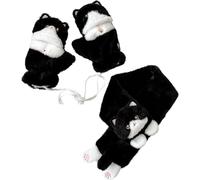 Ensemble Écharpe Assortis En Peluche Chat Mignon, Écharpe Chaude D'hiver Avec Moufles Pour Les Amoureux Des Chats, Cadeau De Noël Ou D'anniversaire