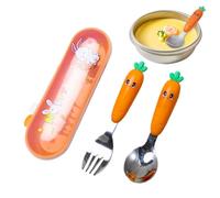 Ensemble Fourchette et Cuillère Tout-Petits - Acier Inoxydable | Service Couverts Bébé Avec Boîte De Rangement | Set De Vaisselle Pour Repas Voyage École Maternelle Maison | Ustensiles Apprentissage