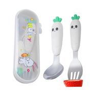 Ensemble Fourchette et Cuillère Tout-Petits - Acier Inoxydable | Service Couverts Bébé Avec Boîte De Rangement | Set De Vaisselle Pour Repas Voyage École Maternelle Maison | Ustensiles Apprentissage