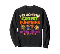 Enseña a Las Calabazas más Lindas en Parche embrujada Profesora de Halloween Sudadera