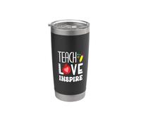 Enseña amor inspira al profesor de vuelta a la escuela primer día de clase Vaso térmico de acero inoxidable de doble pared