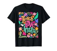 Enseña el amor inspira al profesor floral bohemio de regreso a la escuela Camiseta