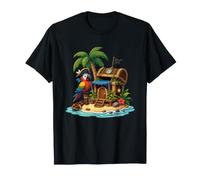 Ensenada de la Isla del Tesoro del Loro Pirata Tropical Camiseta