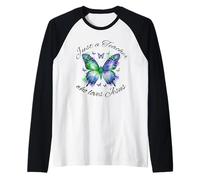 Enseñando a la mariposa cristiana solo un maestro que ama a Jesús Camiseta Manga Raglan